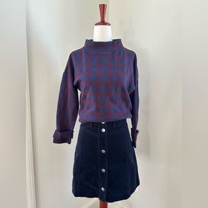 ANN TAYLOR PETITE Gingham Mock Neck Top Sz SP